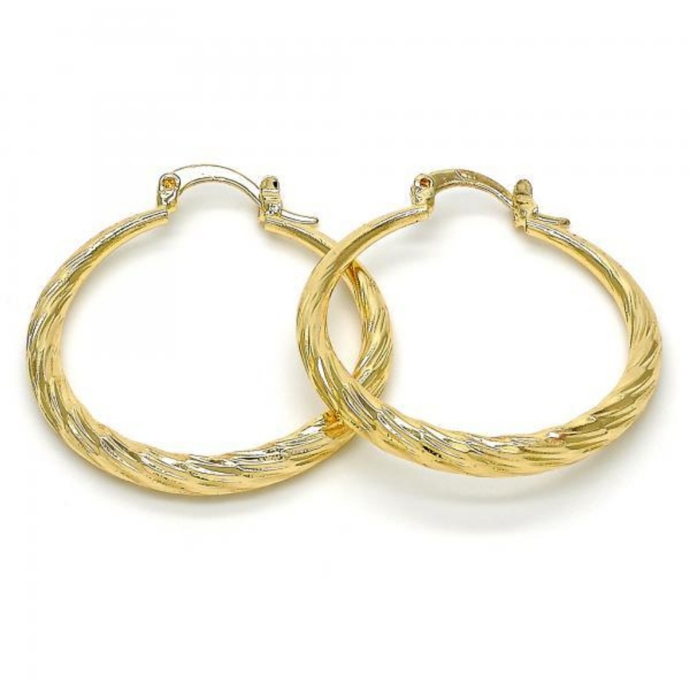 Gold Plated Medium Hoop, Hollow Design - Picture 3 of 3